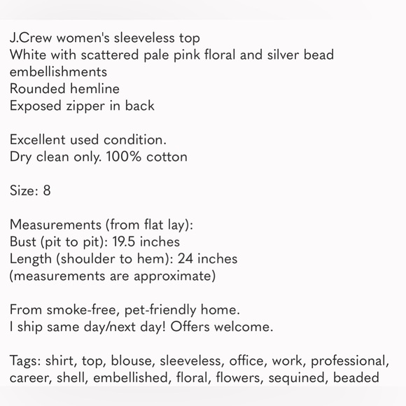 J Crew Sleeveless Embellished Top - Picture 5 of 5